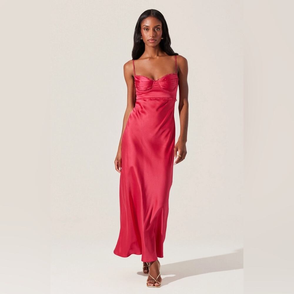 ASTR The Label Florianne Satin Maxi Dress XS